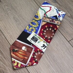 Vtg 90s Nicole Miller Fortune 500 Business Silk Neck Tie Stock Market Financial‎